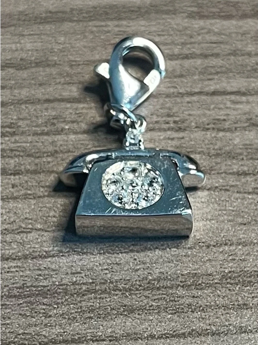 Silver Phone Charm Pendant with Lobster Clasp - Silver